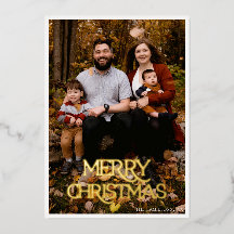 Frohe Weihnachts Gold Foil Black & White Stripe