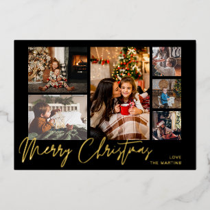 Frohe Weihnachts Gold Foil Multi Foto - Black Folieneinladung