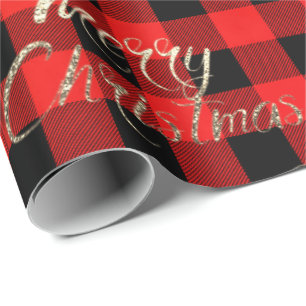 Frohe Weihnachts Gold Glitzer Script Buffalo Warm Geschenkpapier