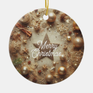 Frohe Weihnachts Gold Glitzer Star Keramik Ornament
