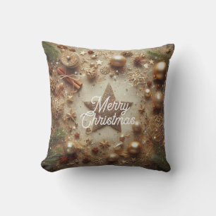 Frohe Weihnachts Gold Glitzer Star Kissen