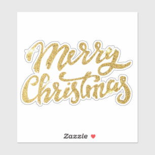Frohe Weihnachts-Gold-Glitzer-Sticker Aufkleber