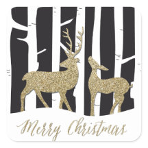 Frohe Weihnachts-Gold glitzernde Hirsche Aufkleber