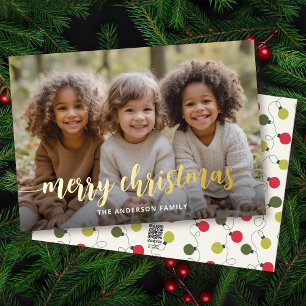 Frohe Weihnachts Gold Hand Lettered Foto Folien Feiertagskarte