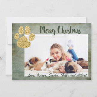 Frohe Weihnachts Gold Hund Paw Feiertagskarte