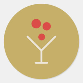 Frohe Weihnachts-Gold-Martini-Feiertags-Aufkleber Runder Aufkleber