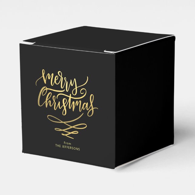 Frohe Weihnachts-Gold-Script-Typografie Geschenkschachtel (Vorderseite)
