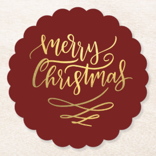 Frohe Weihnachts-Gold-Script-Typografie Untersetzer