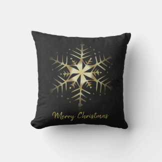 Frohe Weihnachts Gold Snowflake Kissen