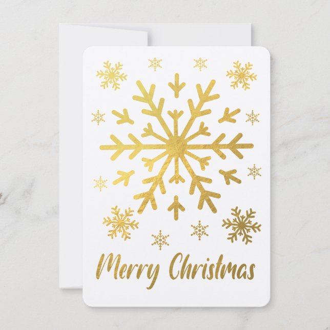 Frohe Weihnachts Gold Snowflakes Leere Karten (Vorderseite)