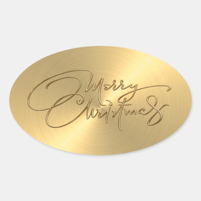 Frohe Weihnachts Gold Sticker Embossed Look (Vorderseite)