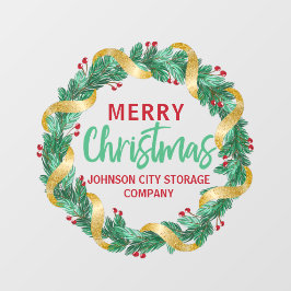 Frohe Weihnachts Gold Wreath Chic Custom Company Fensteraufkleber