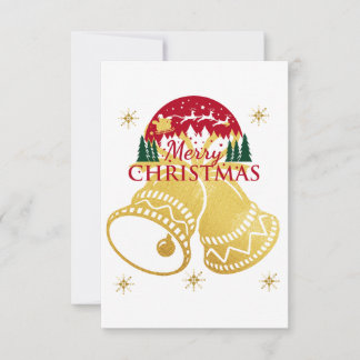 Frohe Weihnachts Golden Bell Card Dankeskarte