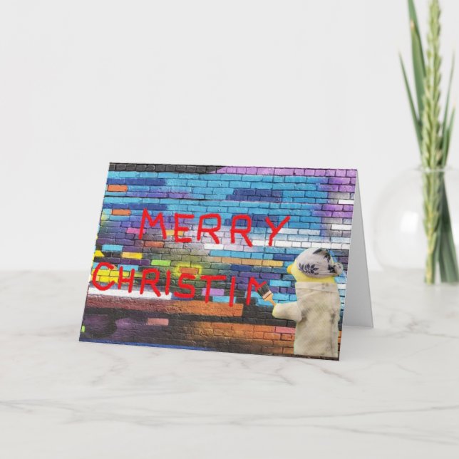 Frohe Weihnachts Graffiti Weihnachtskarte Ankündigung (Vorderseite)