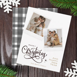 Frohe Weihnachts-Graue Kariert-Feiertage-Fotokarte Feiertagskarte