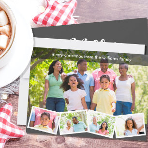 Frohe Weihnachts Gray Familie Foto Collage Feiertagskarte