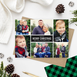 Frohe Weihnachts Green Buffalo Karierte FotoCollag Feiertagskarte