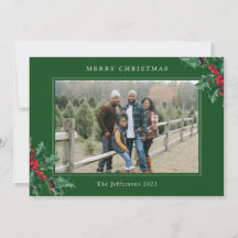 Frohe Weihnachts Green Custom Foto Card