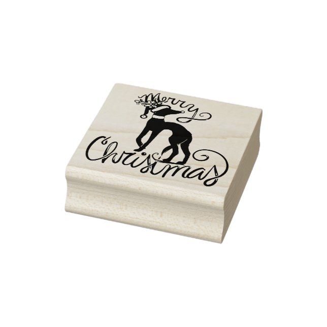 Frohe Weihnachts-Greyhound-Rentier-Gummi-Briefmark Gummistempel (Stempel)