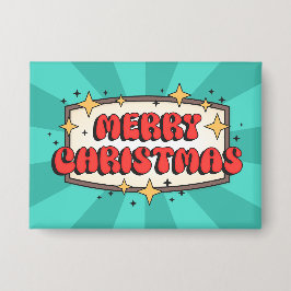 Frohe Weihnachts Groovy Retro-Text Button