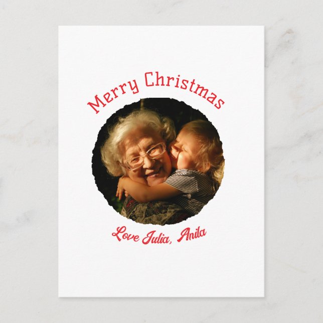 Frohe Weihnachts-Großmutter-Foto-Kreis Postkarte (Vorderseite)