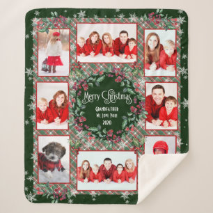 Frohe Weihnachts-Großvater-Familienfoto-Collage Sherpadecke