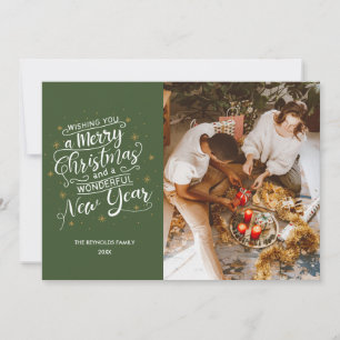 Frohe Weihnachts-Grün-Foto-Weihnachtskarte Feiertagskarte