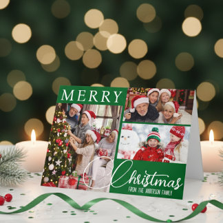 Frohe Weihnachts-Grün-FotoCollage Feiertagskarte