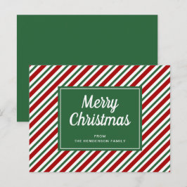 Frohe Weihnachts Grün Streifen Muster Postkarte