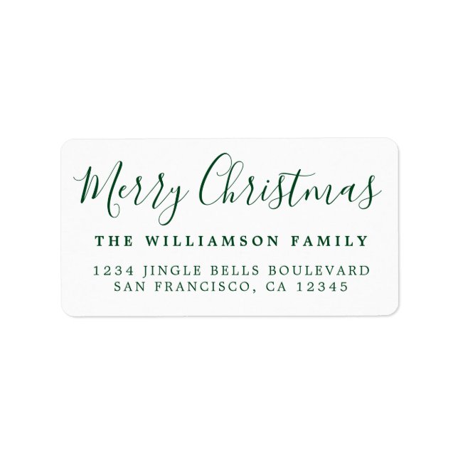 Frohe Weihnachts Grün Weiße Rücksendeadresse Adressaufkleber (Vorne)