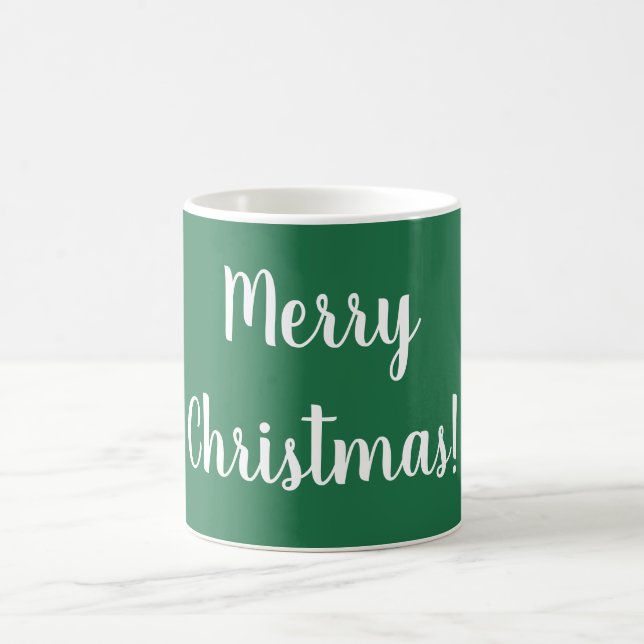 Frohe Weihnachts Grün & Weiße Typografie Festival Kaffeetasse (Mittel)
