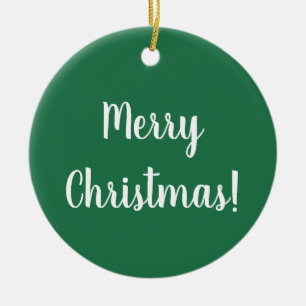 Frohe Weihnachts Grün & Weiße Typografie Festival Keramik Ornament