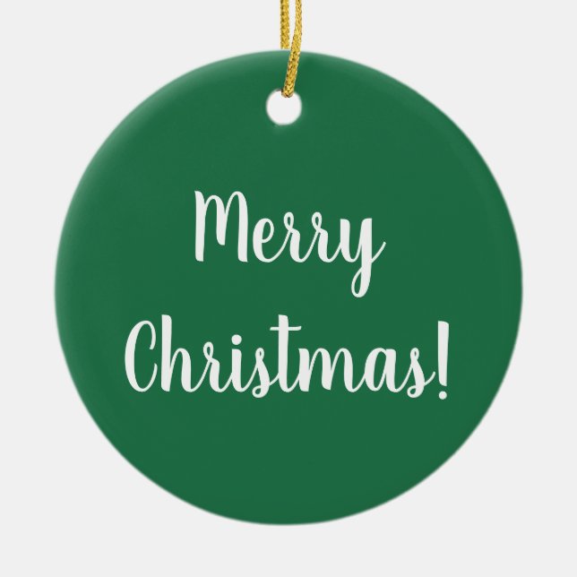 Frohe Weihnachts Grün & Weiße Typografie Festival Keramik Ornament (Vorne)