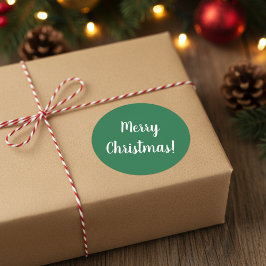 Frohe Weihnachts Grün & Weiße Typografie Festival Runder Aufkleber