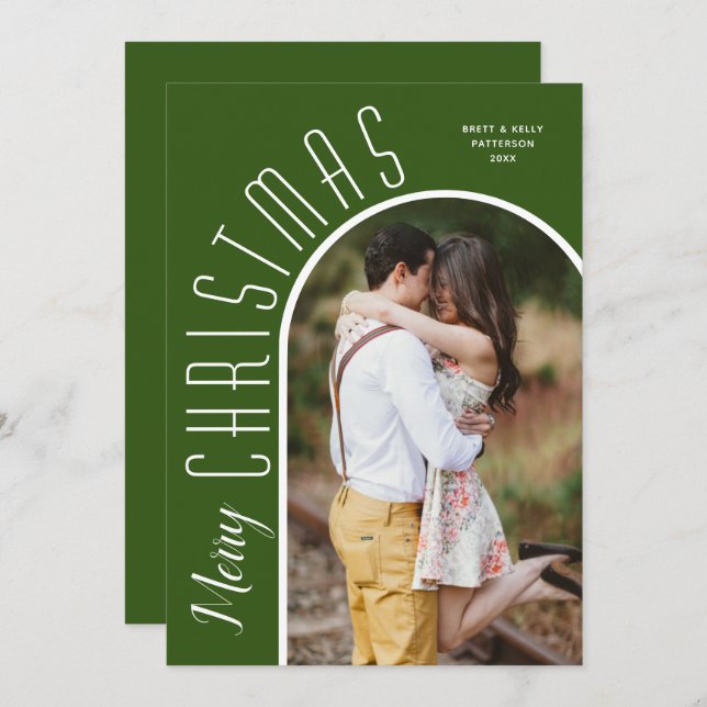 Frohe Weihnachts-Grüne Arch-Foto Feiertagskarte (Vorne/Hinten)