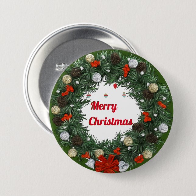 Frohe Weihnachts Grüne Kleider Wasserfarbe Button (Vorne & Hinten)