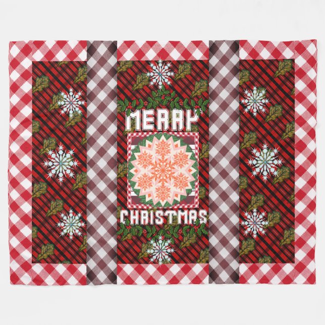 Frohe Weihnachts Grüne Leaf Parade Fleece Blanket (Vorderseite (Horizontal))