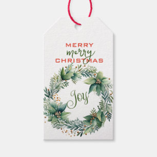 Frohe Weihnachts Grüne Wreath Joy Geschenkanhänger