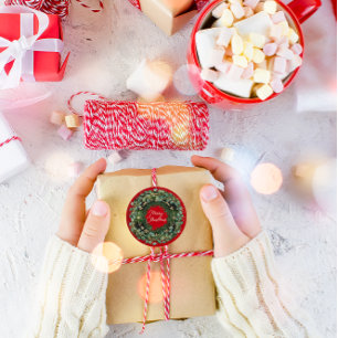 Frohe Weihnachts Grüner Winter Winter Rotes Wald Runder Aufkleber