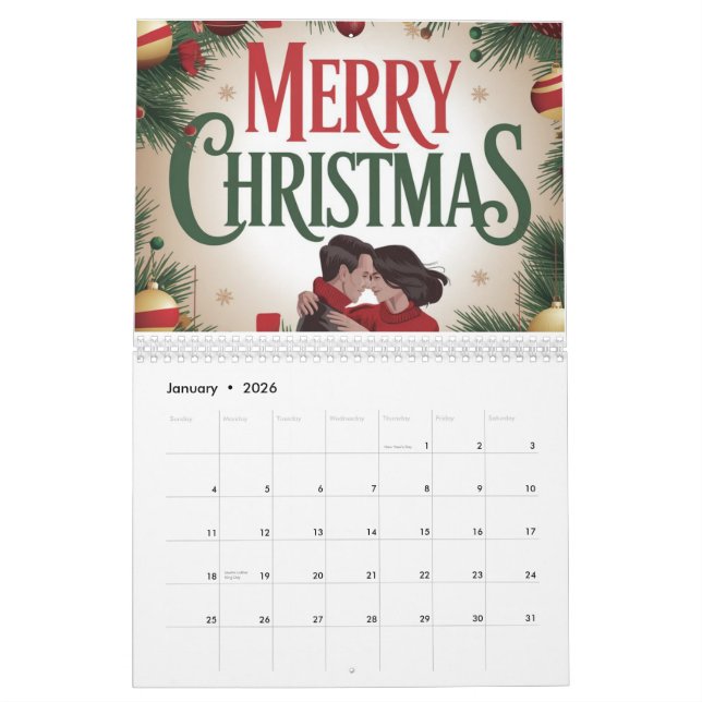 Frohe Weihnachts-Grußkarte für ein Paar Kalender (Jan 2026)