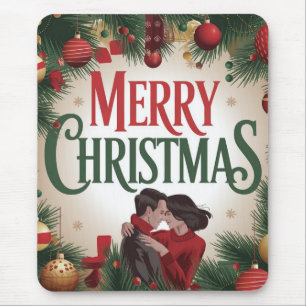 Frohe Weihnachts-Grußkarte für ein Paar Mousepad
