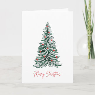 Frohe Weihnachts-Grusskarte mit Wasserfarben-Tanne Karte