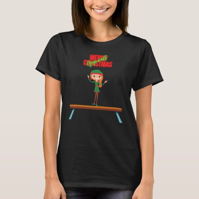 Frohe Weihnachts Gymnast Elf T - Shirt (Vorderseite)