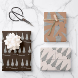 Frohe Weihnachts-Hahnentrittmuster Baummuster Geschenkpapier Set
