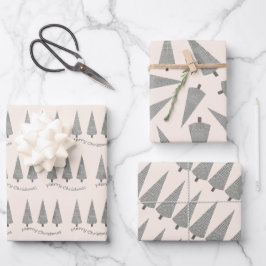 Frohe Weihnachts-Hahnentrittmuster Baummuster Geschenkpapier Set