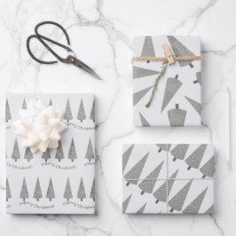 Frohe Weihnachts-Hahnentrittmuster Baummuster Geschenkpapier Set