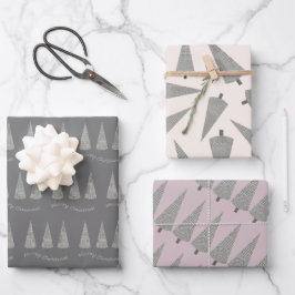 Frohe Weihnachts-Hahnentrittmuster Baummuster Geschenkpapier Set