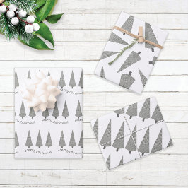 Frohe Weihnachts-Hahnentrittmuster Baummuster Geschenkpapier Set