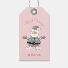 Frohe Weihnachts-Hahnentrittmuster Fashion Santa Geschenkanhänger