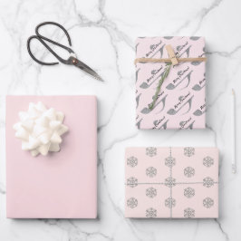 Frohe Weihnachts-Hahnentrittmuster Musical Note Geschenkpapier Set